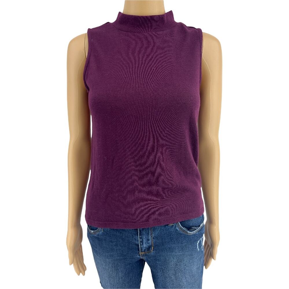 JW Style (S) Purple Sleeveless Mock Neck Knit Blouse Top